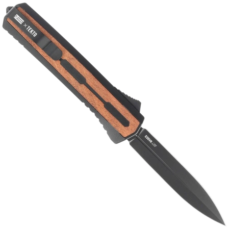 Tekto A7 Zastava S/P Black Aluminum/American Walnut OTF Knife, Black CPM S35VN