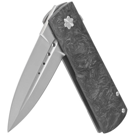 Maserin Daga Black/Silver FatCarbon, Satin Elmax by Attilio Morotti Knife (372/N)