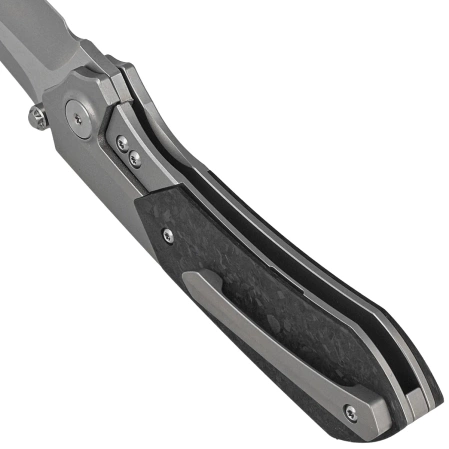 Remette RT-Meteor Knife Gray Titanium/Shredded Carbon Fiber, Pearlescent M390 (RTPT-E)