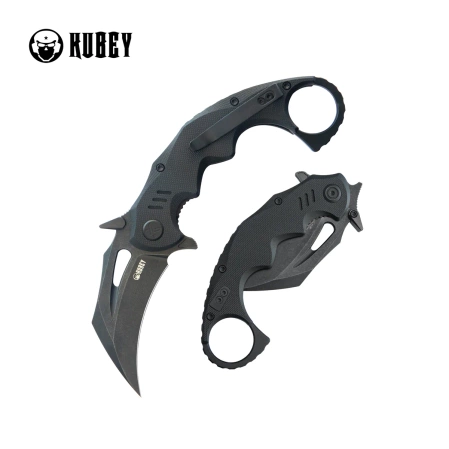 Kubey Mini Wrath Knife Black G10, Blackwashed 14C26N by MUZI Design (KU262E)