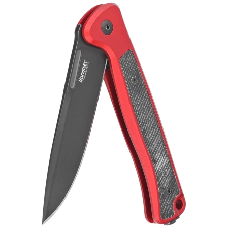 LionSteel Skinny Knife Red Aluminum/Black Canvas Micarta, Old Black MagnaCut by Molletta (SK01A RB)