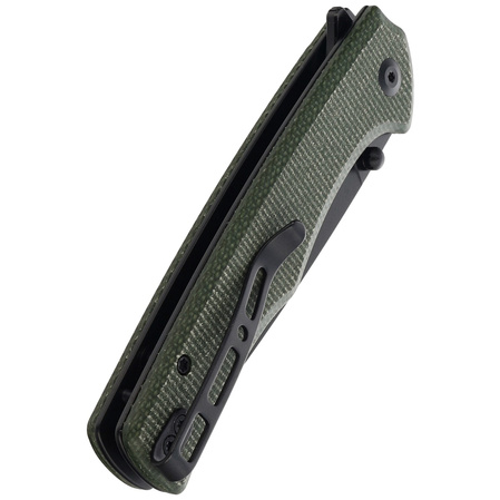 Sencut Crowley Green Micarta, Black Stonewashed D2 (S21012-3)