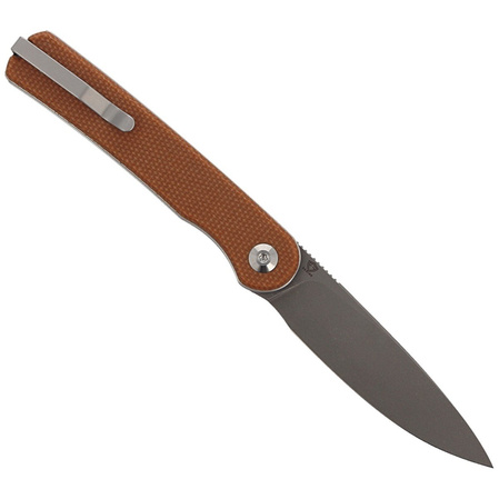 CIVIVI Knife Stylum Brown Micarta, Gray Stonewashed by Ferrum Forge Knife Works (C20010B-A)
