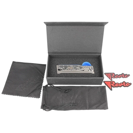 Reate Knife Mini EXO OTF Gravity Drop Point Bead Blasted Titanium/Burl Linen Micarta, Stonewashed CPM 3V