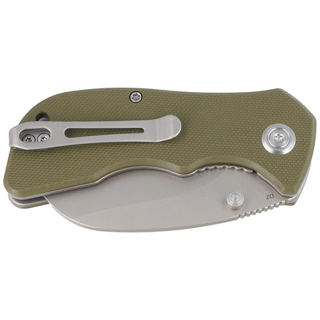 Kubey Knife Karaji Green G10, Bead Blasted D2 (KU180D)