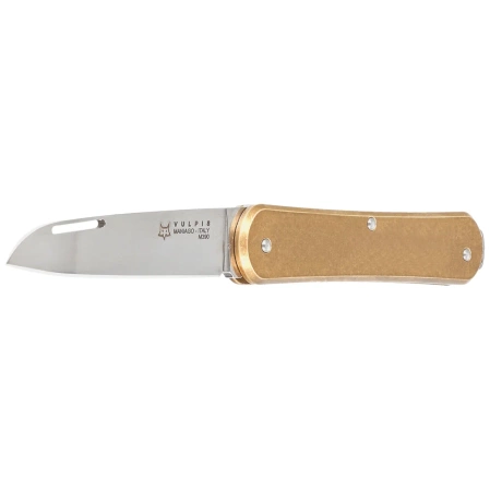 Fox Vulpis Brass, Polished M390 Pocket Knife (FX-VP130 OT)