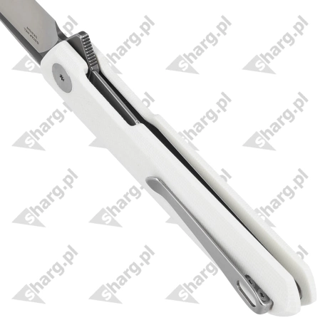 Bestechman Knife Dundee White G10, Grey Titanized / Satin D2 by Ostap Hel (BMK01G)