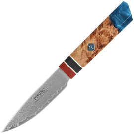 Tokisu Petty Kitchen knife Stabilized Wood/Epoxy, Damascus (17456)
