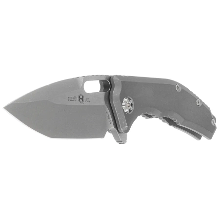 Heretic Medusa Manual T/E Battleworn Gray Titanium, Battleworn MagnaCut Knife by Tony Marfione Jr. (H009-5A-TIBATTLE)