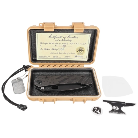 Medford 187 DP Black PVD ''Ghosted Flag'' Titanium, PVD HW, PVD w/Bronze Clip, Black PVD D2 by Greg Medford (MK002DPQ-30PV-TPCP-Q4)