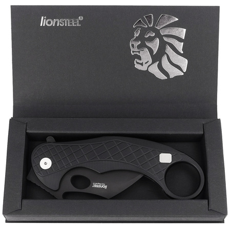 LionSteel L.E.One Knife Black Aluminum, Chemical Black MagnaCut by Emerson Design (LE1 A BB)