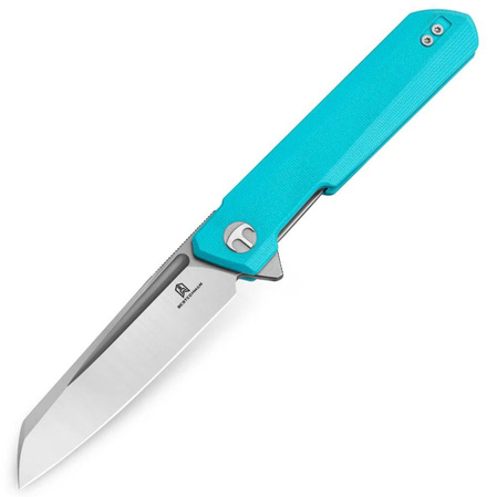 Bestechman Dundee Sheepfoot Knife Light Blue G10, Stonewashed/Satin D2 by Ostap Hel (BMK09B)