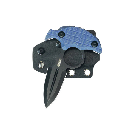 Kubey Cavy Pushdagger Blue Micarta, Blackwashed 14C28N by MUZI Design (KU403C)