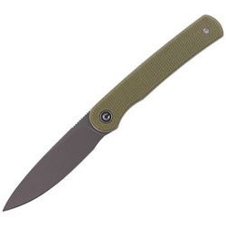 CIVIVI Knife Stylum Olive Micarta, Gray Stonewashed by Ferrum Forge Knife Works (C20010B-B)