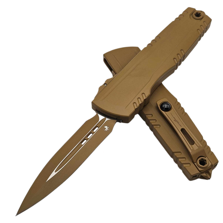 Nóż automatyczny OTF Microtech Luminary ZBP D/E Signature Cerakote RAL-8000 Aluminium, Cerakote RAL-8000 M390MK by Tony Marfione (1270-1CRAS)