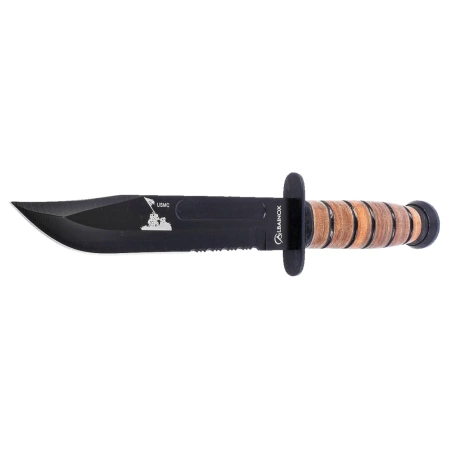 Martinez Albainox USMC like Ka-Bar Brown Leather, Black 3Cr13Mov (31762)