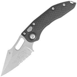 Microtech Stitch-A S/E Automatic Knife Black Aluminum, Stonewashed M390 P/S by Borka Blades and Tony Marfione (169-11)