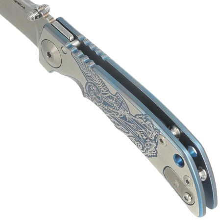 Nóż składany Spartan Blades Harsey Folder 3.25 Saint Michael Special Edition Gray Titanium, Gray HW, Stonewashed MagnaCut by William W. Harsey (SF10 Custom St Michael)
