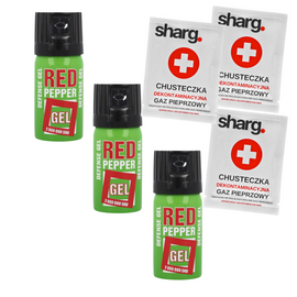 Gaz pieprzowy żel Sharg Defence 2mln SHU Zestaw 3x i Chusteczka Dekontaminacyjna 3x, Cone 40ml (10040-C)