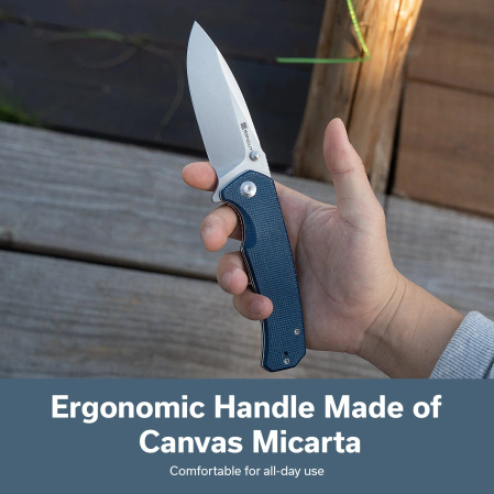 Nóż składany Sencut Skarnax Blue Canvas Micarta, Satin 9Cr18MoV (S24025-3)