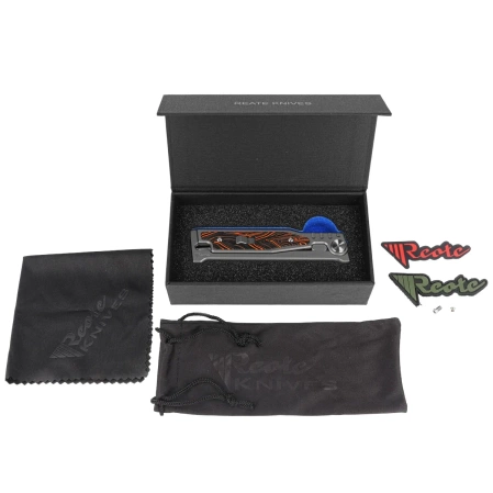 Reate Knife EXO-M OTF Gravity D/E Bead Blasted Titanium/Damascus Orange-Black G10, Satin Elmax