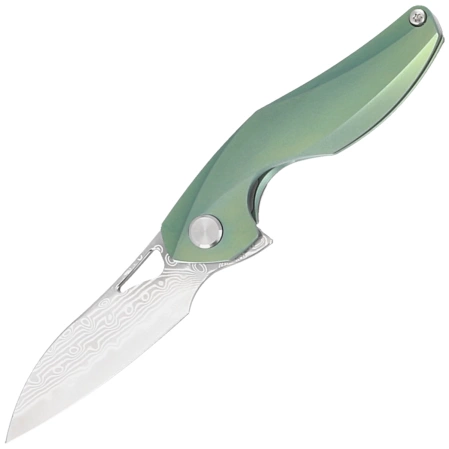 Nóż na szyję Bestech The Reticulan Green Titanium, Damascus by Elijah Isham (BT1810I)