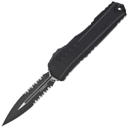 Microtech Cypher II D/E OTF Knife Black Aluminium, Black P/S M390MK by Deryk Munroe and Tony Marfione (1242-2T)