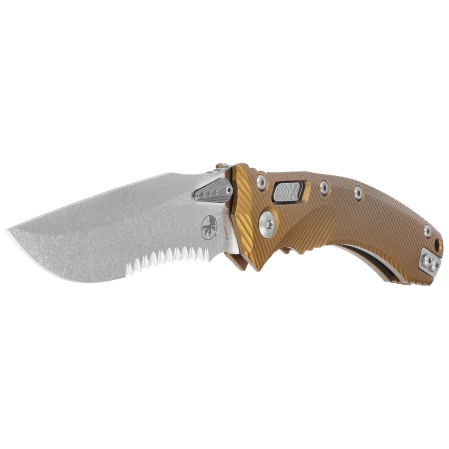 Microtech Amphibian Ram-Lok Knife Fluted Tan Aluminium, Stonewashed P/S M390MK by Tony Marfione (137RL-11FLTA)