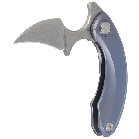 Bestech Strelit Blue Stonewashed Titanium, Damascus by Ostap Hel Knife (BT2103I)