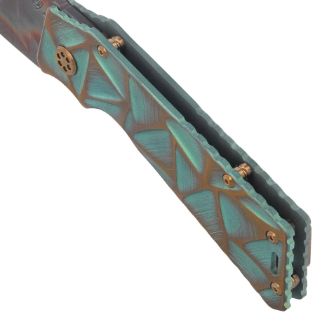 Nóż składany Medford TFF-1 Green Brsh/Bronze ''Stained Glass'', Bronze HW, Brsh/Bronze Clip, Vulcan S45VN by Greg Medford (MK0144VQ-35A4-T1C1-Q4)