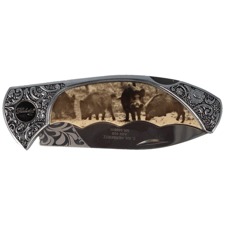 Nóż składany myśliwski motyw dzika Herbertz Solingen Plastic / Stainless, Mirror 420 (ART000401 - 588611)