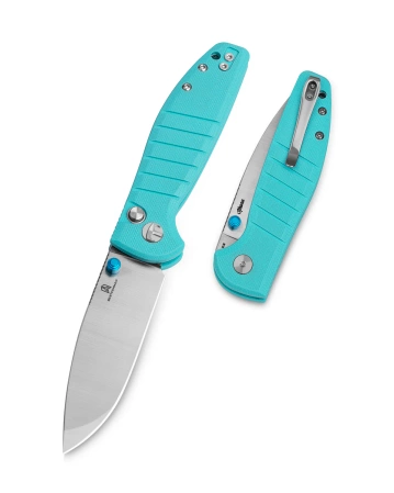 Bestechman Goodboy Jr. Knife Light Blue G10, Satin/Stonewashed D2 by Keanu Alfaro (BMK10B)