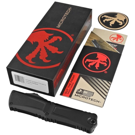 Microtech Combat Troodon Gen III T/E OTF Knife Black Aluminum, Tactical M390MK by Tony Marfione (1144-1T)