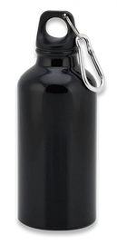 Barbaric Sports Bottle with Snap Hook, Aluminum 400 ml Black Glossy (40069)