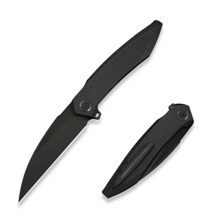 Nóż składany WeKnife Fluxor Black Titanium, Black Stonewashed/Brushed M390 (WE23071-1)