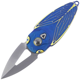 Rike Knife RK Cicada-BG Knife Blue / Gold Titanium, Bead Blasted M390