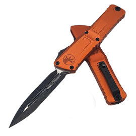 Microtech Combat Troodon Gen III D/E OTF Knife Orange Aluminum, Black M390MK by Tony Marfione (1142-1OR)