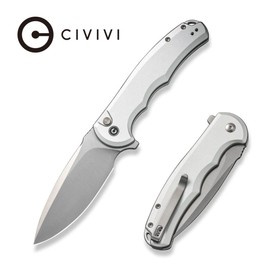 Civivi Knife Button Lock Praxis Silver Aluminum, Satin Nitro-V (C18026E-2)