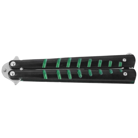 Nóż motylkowy Third Decor Habitat Balisong Black/Green Stainless Steel, Satin (16071V)