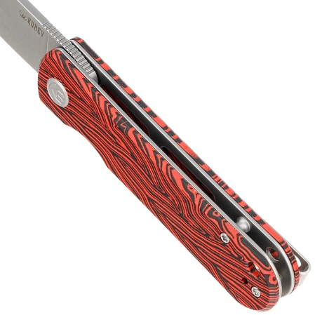 Nóż składany Kubey NEO Red / Black Damascus G10, Beadblasted AUS-10 by Keanu Alfaro (KU371E)