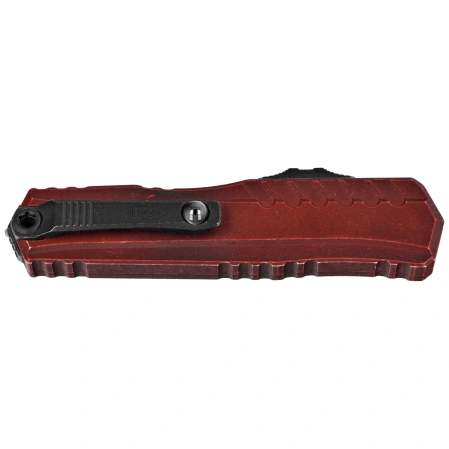 Microtech Cypher II D/E OTF Knife Weathered Crimson Aluminum, Weathered Crimson M390MK by Deryk Munroe i Tony Marfione (1242-1WCM)