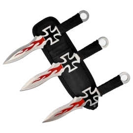 Noże do rzucania Martinez Albainox Cross Set 3 szt Black Cord, Stain 3Cr13Mov (31884)