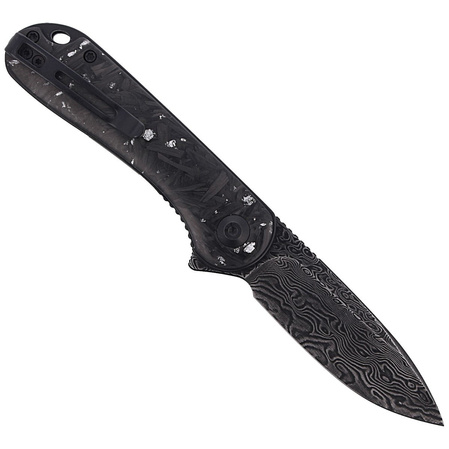 CIVIVI Knife Elementum Flipper Shredded Carbon Fiber / Silvery Shred, Black Damascus (C907C-DS2)