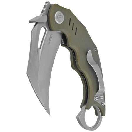 Kubey Wrath Knife Green G10, Beadblasted 14C26N by MUZI Design (KU261B)