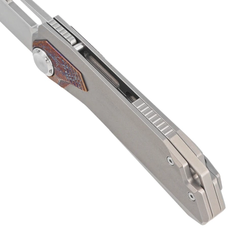 Nóż składany Remette RT-Peregrine Falcon Gray/Thunder Lightning Titanium, Hand Fine Grinding Pearlescent M390 (RTT1-G)