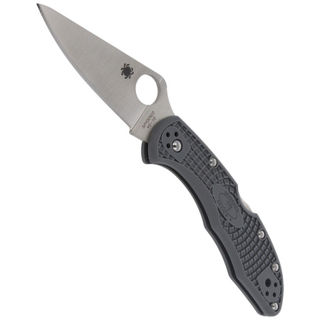 Spyderco Delica 4 FRN Gray Flat Ground PlainEdge Knife (C11FPGY)