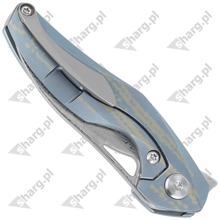 Bestech The Reticulan Neck Knife Blue / Colorful Titanium, Damascus by Elijah Isham (BT1810L)