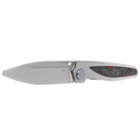 Rike Knife Baidi T Titanium/Red Carbon Fiber, Bead Blasted M390 (RK-Baidi-T-P/RCF)