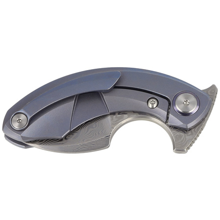 Bestech Strelit Blue Stonewashed Titanium, Damascus by Ostap Hel Knife (BT2103I)