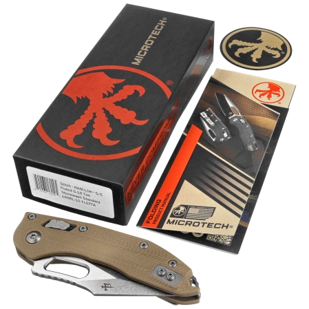 Microtech Stitch Ram-Lok S/E Knife Tan Fluted G10, Stonewashed M390MK by Borka Blades and Tony Marfione (169RL-10FLGTTA)